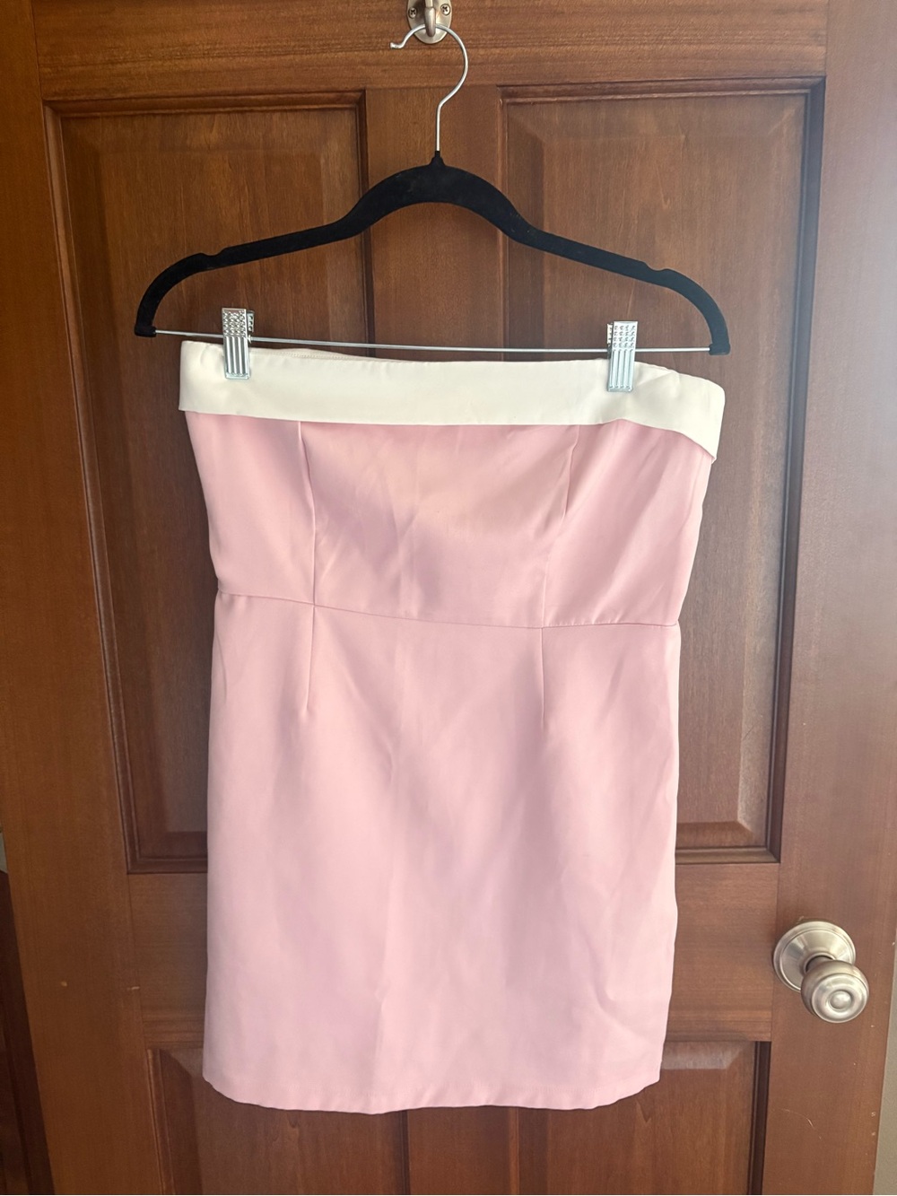 Pacsun strapless pink dress with white trim
